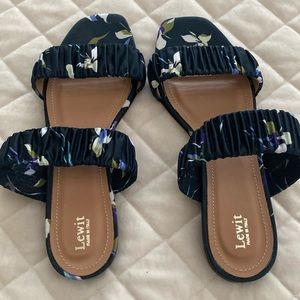 Lewit Elena floral square toe slide sandal 38